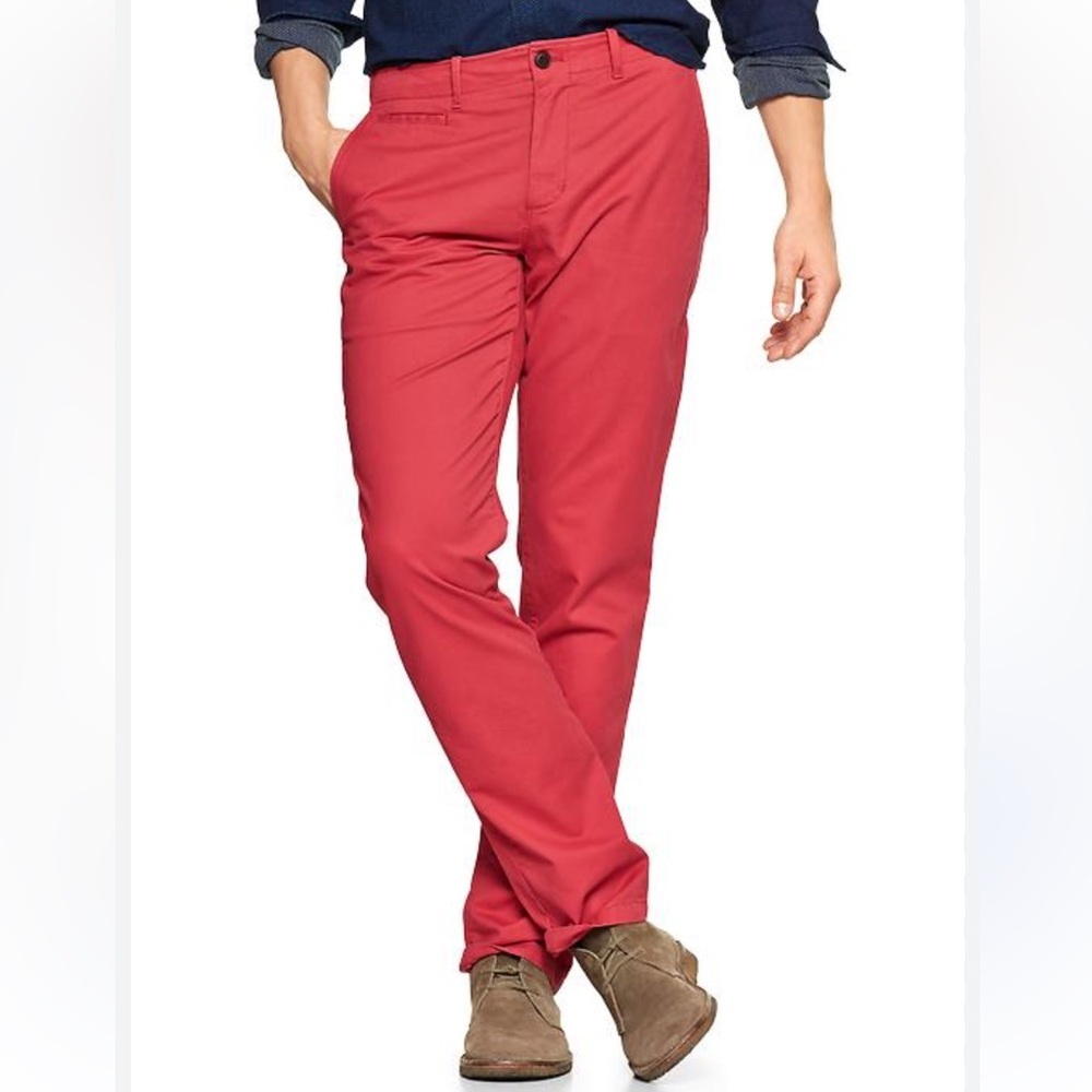 GAP Men's Preppy Slim Classic Orange Red Chinos Casual Pants - Picture 7 of 12